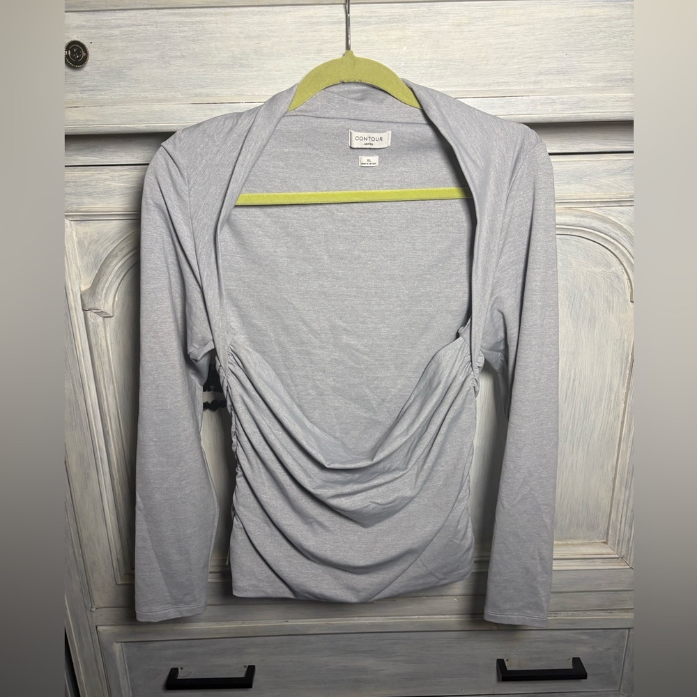Aritzia Contour Flourish Longsleeve Top Chrome Ruched Flattering Smoothing - Picture 6 of 11
